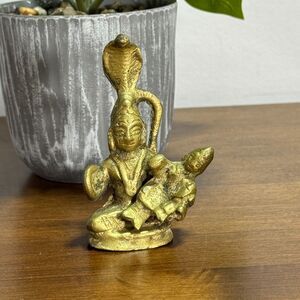 Brass Shiva Statue Old Vintage Home Decor Collectible Figure 3.5" H Cobra Hindu
